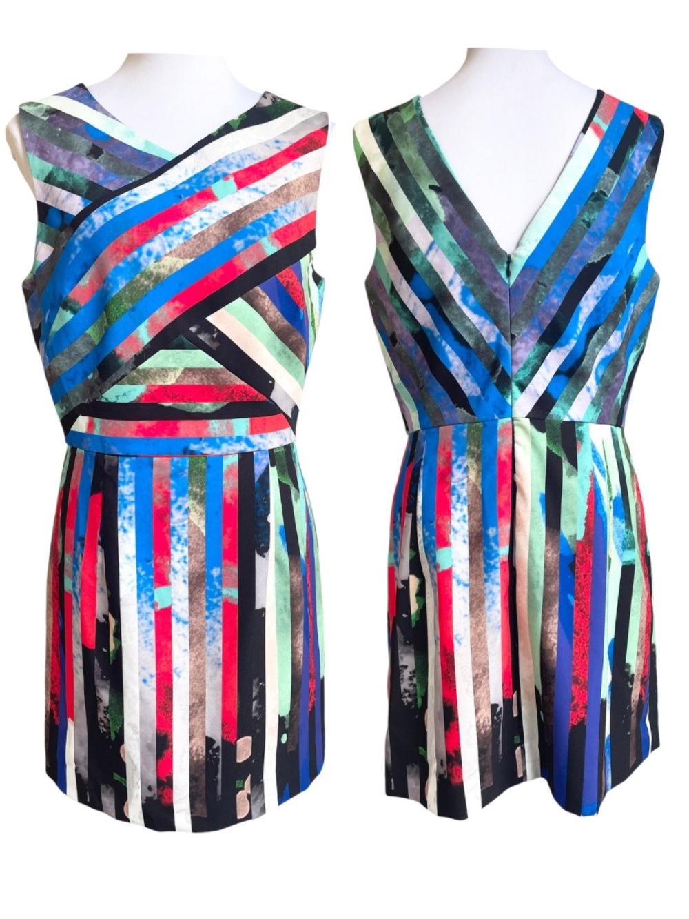 Milly “Allison” Mirage Stripe Cocktail Dress – Sleeveless Sheath Dress Size 10